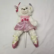NWT Christina Ballerina White And Pink Stuffed Animal Bear Posable Arms And Legs