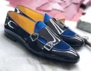 New Two Tone Double Monk Strap Penny Style Formal Party Wear Shoes For Men