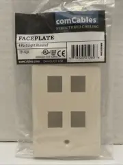 New*comCables 4-Port Wall Faceplate*RJ45*Keystone Jack*Ethernet*Light Almond