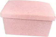 Alipis Storage Linen Cube Storage Ottomans with Storage Living Room Foot Rest Foldable Storage Boxes Fabric Storage Folding Storage Folding Bench Storage Bench Stool Toy Pink