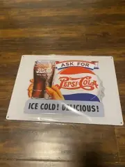 Metal Tin Pepsi Cola Sign. Retro. Sealed. 12 x 17