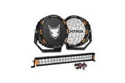 LIGHTFOX OSRAM 9" LED Driving Lights + 20" Dual Row LED Light Bar + Wiring Kit