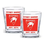 Sydney Swans AFL Set of 2 Spirit Glasses 250ml Glass Logo Design