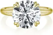 [Bo.Dream] Round Cut 5 Carat Cubic Zirconia Solitaire Engagement Rings for Women 14K Gold Plated Sterling Silver