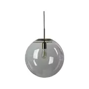 Oriel Lighting Newton Contemporary Clear Glass Pendant Light-Brushed Brass - Large 40cm