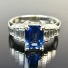 2.20Ct Emerald CutLab Created Sapphire Diamond Halo Ring 14K White Gold Plated