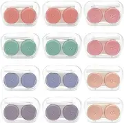 [LADYPONYCSC] 12 Pack Colorful Contact Lens Case Daliy Use Travel, Box Holder Container Soak Storage Kit for Contact Lens One Year Bulk Supply