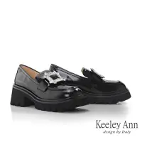 在飛比找momo購物網優惠-【Keeley Ann】方形鑽飾厚底樂福鞋(黑色375772