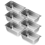 6 Pack Hotel Pans, Full Size Anti-Jam Steam Pan, 0.8mm Thick Stainless Steel Restaurant Steam Table Pan, 6-Inch Deep Commercial Table Pan, Catering Storage Food Pan, for Industrial &