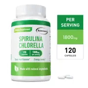 Spirulina Chlorella 1800mg - Superfood, Energy & Immune Booster, Gluten Free