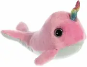 Sparkle Tales Luna Pink Narwhal Plush Aurora Plush Toys 10" size Rainbow Horn