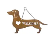 Willow & Silk Laser-Cut 47cm Hanging Welcome Dog w/Heart Metal Wall Art/Decor