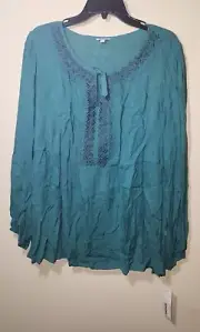 Sonoma Women's Peasant Embroidered Top Size 1X