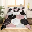 Cover Hexagon Geometry Comforter Cover For Kids Boys Teens Monochrome Black And