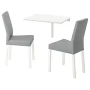 NORBERG / KÄTTIL table and 2 chairs, white/Knisa light grey, 74 cm