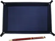 TRAL-WD002-R Japanese Grain Cowhide Leather Pen Tray Blue Epoxy Rotating Ballpoint Pen Set Red