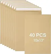 JEFURE 40Pcs 10x13 Self Seal Security Catalog Envelopes, Portable Ultra Strong Quick-Seal Mailing Envelopes, Peel & Seal, Printable Mailing Envelopes for Organizing and Storage, 120GSM, Brown Kraft