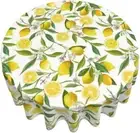 Lemon Tree Branch Leaves Tablecloth Anti-Wrinkle Waterproof Wipeable Table Cloth