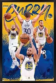 Trends International NBA Golden State Warriors - Stephen Curry 22 Wall Poster, 14.725" x 22.375", Black Framed Version