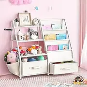 Leesingdo Kids Bookshelf and Toy Storage,Kids Book Shelf for Kids Rooms,Montessori Baby Bookshelf for Kids, Kids Bookcase, Toy Storage Organizer, for Playroom, Bedroom, Nursery (White)