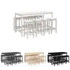 Outdoor Bar Set 9 Piece Lounge Bar Table and Stools Solid Wood Pine vidaXL