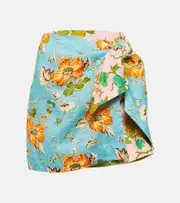 [Alemais] Alémais Mana floral patchwork linen wrap skirt UK 16 multicoloured