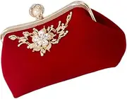 [Healvian] Women's Banquet Purse Plush Evening Bag Party Handbag Wedding Banquet Bag Elegant Shoulder Rhinestones