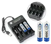 Ozoffer USB Charger 4Slots Li-ion Battery & Rechargeable Battery 1.2V Recharge Batteries