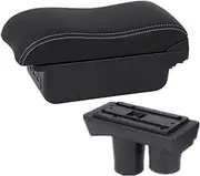 Auto Armrest Box Armrest Box for Citroen C2 C3 Car Armrest Storage Box Cup Holder with USB Modification Accessorissories(C,White line)