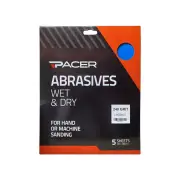 5 x Pacer Wet & Dry Abrasive Sandpaper 240 Grit For Detailed Sanding Projects