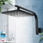ACA Black 10'' Square Plastic Shower Head Gooseneck Wall Arm Set WELS Watermark