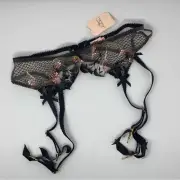 Agent Provocateur Yvette Black Multi Suspender AP4 Large NWT