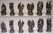 Chess Set with Glass Board Medieval Dragon Masters NEW 3" Kings