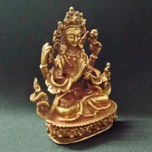 四臂觀音 尼泊爾製純銅鎏金佛像 (6.4折)
