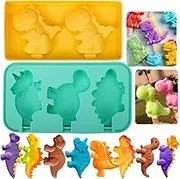 Dinosaur Popsicles Molds, 2Pack-5 Cavity Silicone Popsicle Moulds for Kids, Reusable Unique Dino Ice Pop Molds Maker with sticks, Homemade Ice Cream Mold Easy Release, BPA-Free