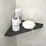 Corner Shower Shelf 10" Matte Black 304 Stainless Steel Pentagonal Heavy Duty Floating Corner Shelves Slot Design Recessed Bathroom Shelf for Tiled Wall, No Drilling Needed