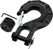 Winch Hook Grade70 3/8" Safety Steel Latch Winch Hook with Winch Cable Hook Stopper,Heavy Duty Forged Clevis Slip Winch Hook Sets for SUV, Truck,Van, Boat (Black)