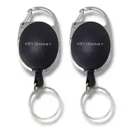 2 KeySmart Retractable Carabiner –Belt Clip Key Ring Reel. Retractable Keychain