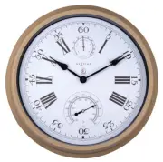 NEW NeXtime Hyacinth Temperature Humidity Outdoor Wall Clock, Brown, 41cm