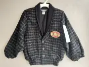 Vintage 90s Jacket Boy 5 Woolmark Herringbone Tailored Lined Bomber Smart Casual