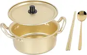 Ciieeo 1Set Korean Ramen Pot with Aluminum Lid Non Stick Double Ears Cookware for Quick Meals Housewarming for Friends and Family