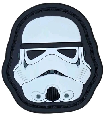 MINI STORM TROOPER HELMET STAR WARS MOVIE TACTICAL GLOW 3D PVC HOOK PATCH