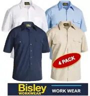 BISLEY WORKWEAR - 4 PACK - PERMANENT PRESS SHORT SLEEVE SHIRT - BS1526