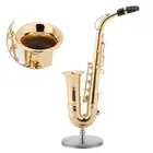 Miniature Alto Saxophone Replica With Stand And Case Gold Plated Instrument