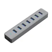 Cruxtec 7-Port USB 3.0 Hub w/ Type-C Power Port USB-A For Laptop Silver