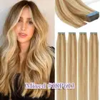Thick Tape IN 100% Remy Human Hair Extensions Skin Weft Full Head Black Blonde
