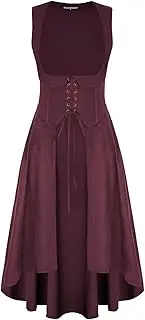 [SCARLET DARKNESS] Women Renaissance Costume Underbust Pirate Peasant High Low Dress with Pockets