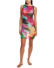 Natori Floral Mirage Printed Mesh Mini Dress