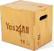 Yes4All 3 in 1 Wood Plyo Box with 4 Different Sizes (16/14/12 – 20/18/16 – 24/20/16 – 30/24/20) – Included: Packaged Screws for Easy Assembly