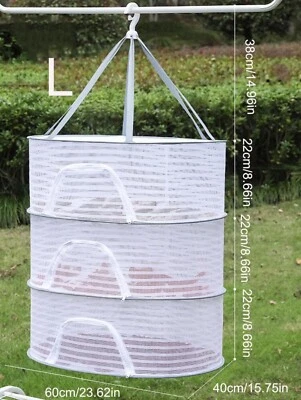 3 Layer Indoor Outdoor Air Drying Rack Vegetable Fruit Herbs Hang Dry Mesh Net